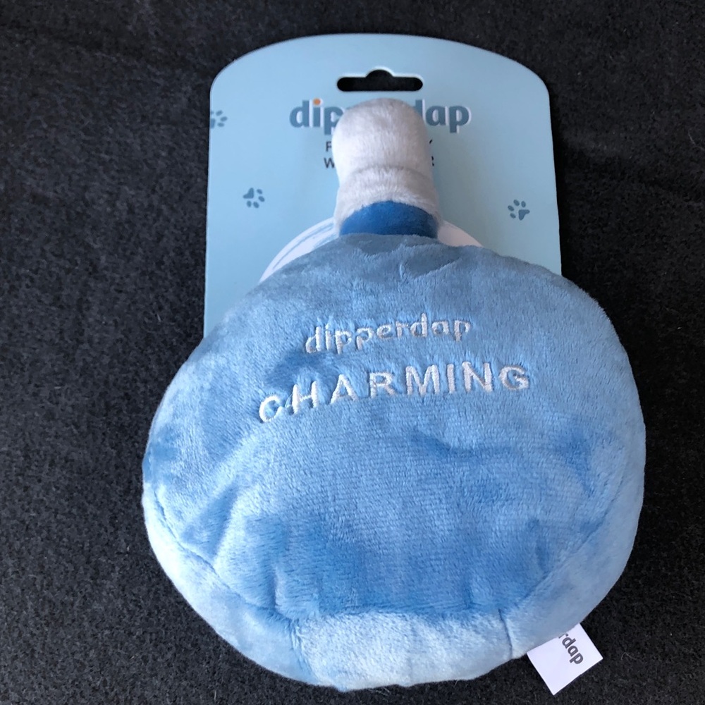 Dipperdap Blue Plush Dog Toy with Squeaker